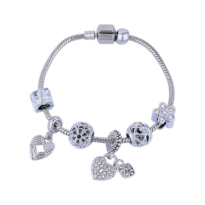 Charity Sparkling Diamond-Encrusted Rose Gold Beaded Hollow Carved Bracelet