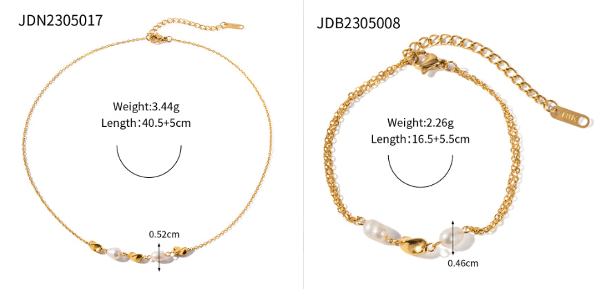 Fashion 18K Gold Stainless Steel Pearl Bracelet For Women