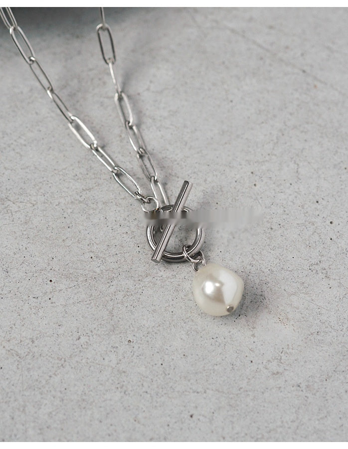 Clavicle-length Chain Pearl Pendant Necklace For Women