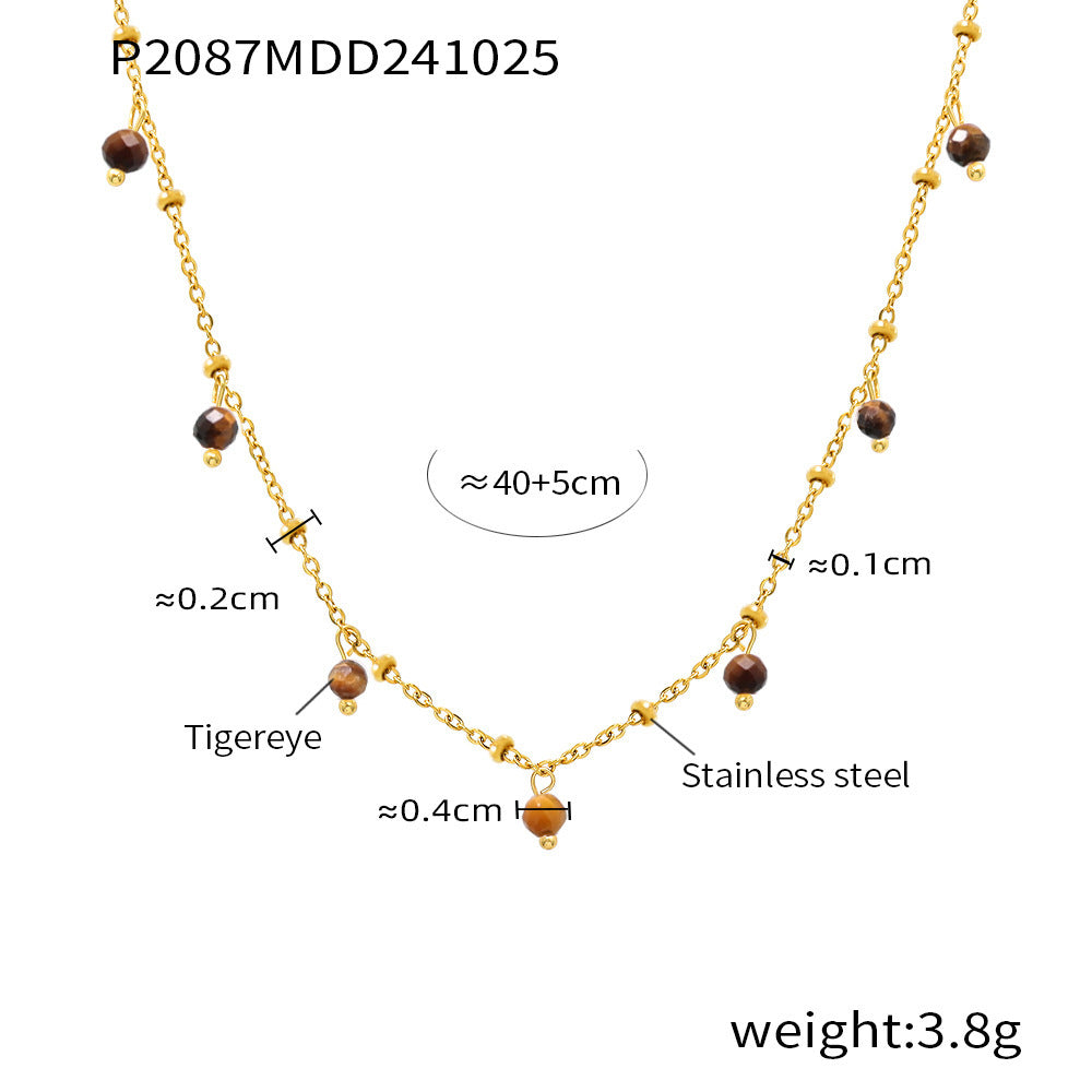 Handmade Natural Stone Bead Clavicle-Length Ultra-Fine Necklace
