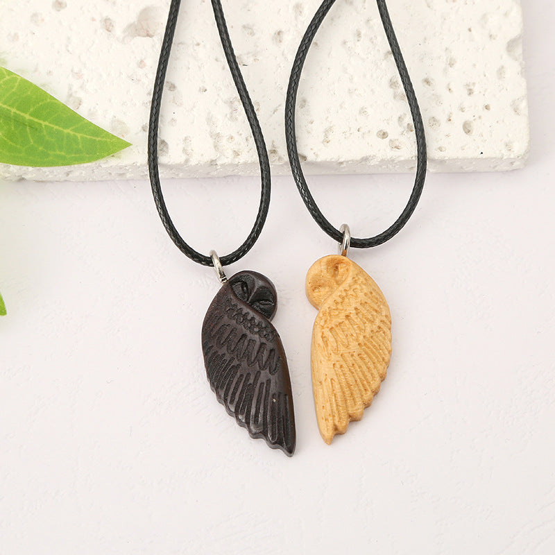 Wooden Owl Pendant Creative Craft Necklace
