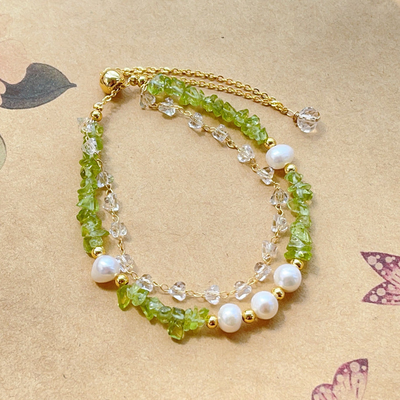Olivine Gravel-shaped Freshwater Pearl Women's Non-mainstream Fresh Bracelet
