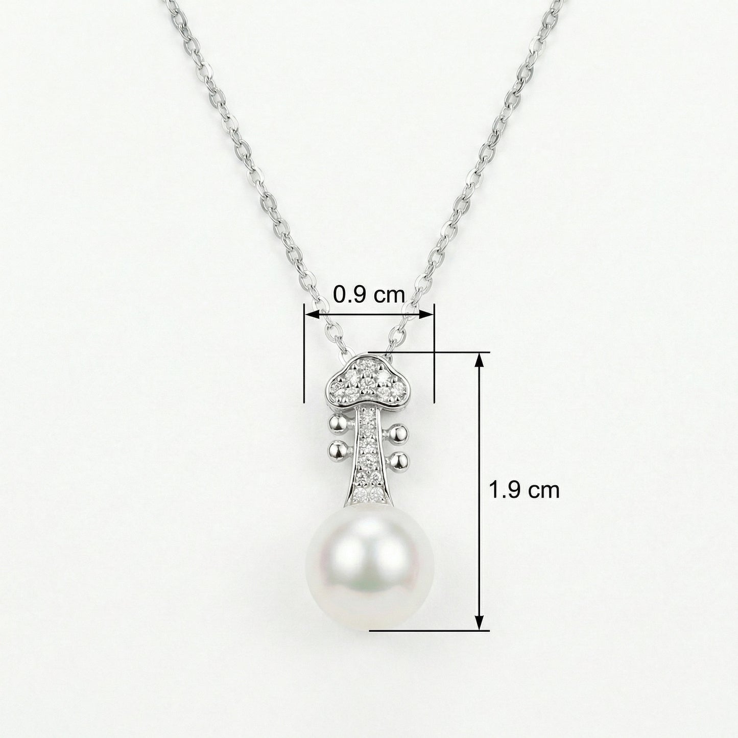 925 Sterling Silver Elegant Violin Scroll Pearl Pendant Necklace with Sparkling Accents