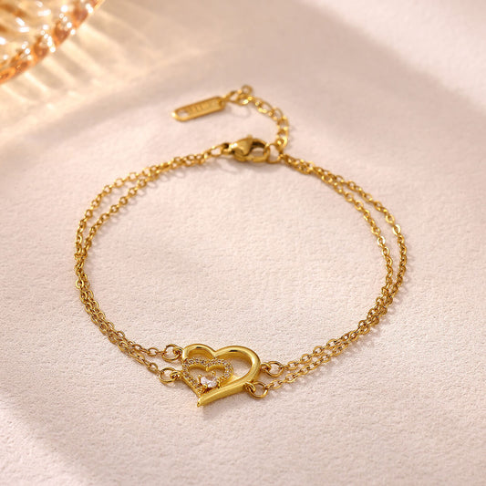 Adjustable Heart Zircon Bracelet For Women