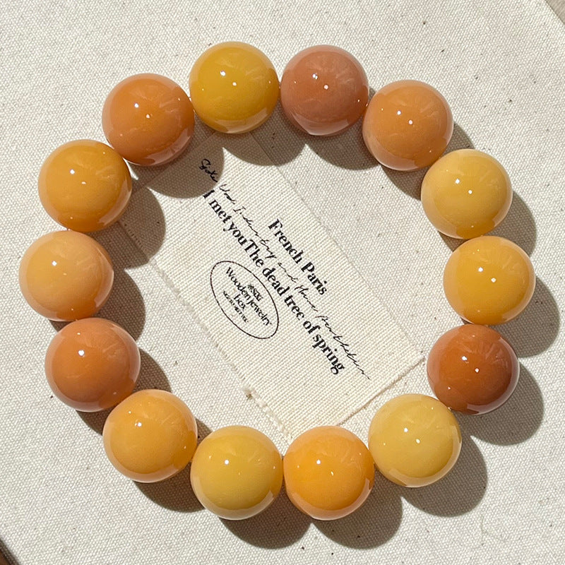 Rare Large Size White Jade Bodhi Root Bracelet