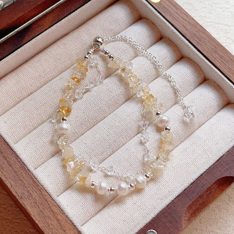 Olivine Gravel-shaped Freshwater Pearl Women's Non-mainstream Fresh Bracelet