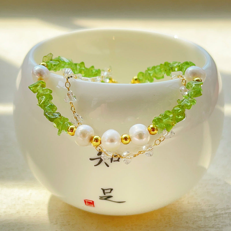 Olivine Gravel-shaped Freshwater Pearl Women's Non-mainstream Fresh Bracelet