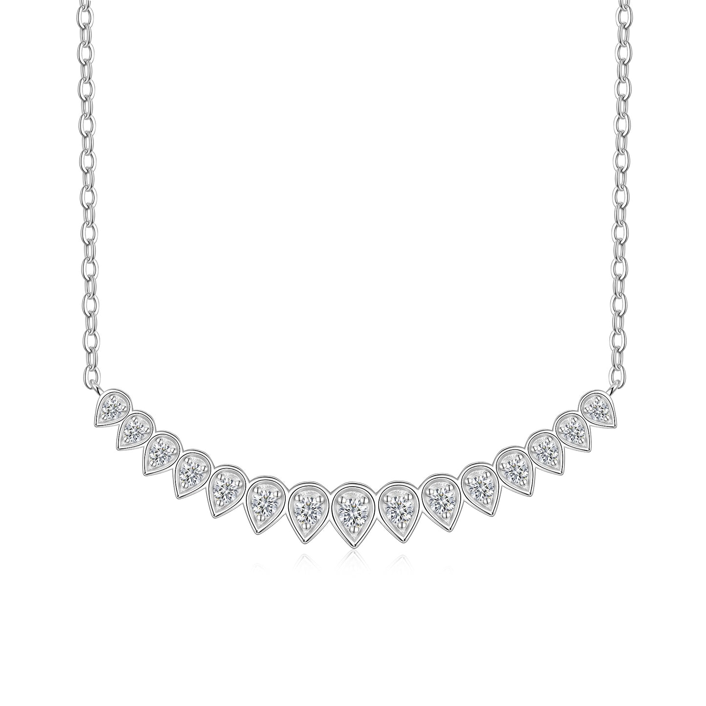 A Luxurious And Fashionable Minimalist Jewelry Pendant Necklace Featuring Top-quality Moissanite, Made Of S925 Silver Electroplated With Platinum.