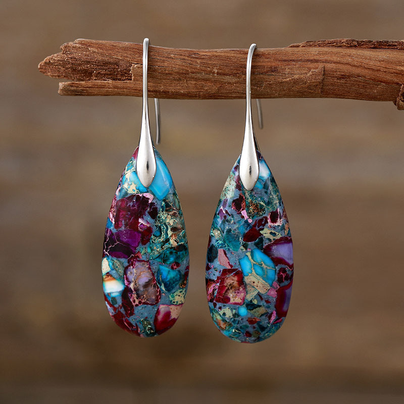 New Bohemian Emperor Stone Water Drop Earrings