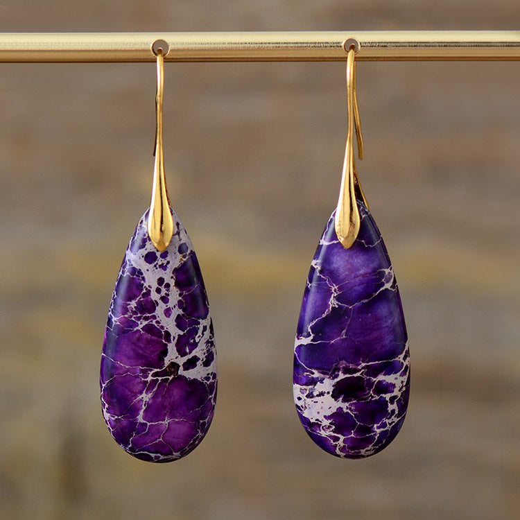 New Bohemian Emperor Stone Water Drop Earrings