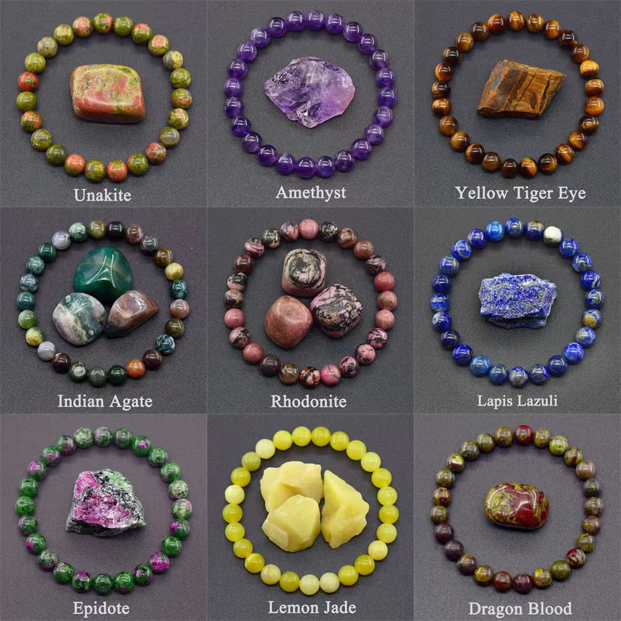 Rose Stone Agate Mixed Colorful Beads Bracelet