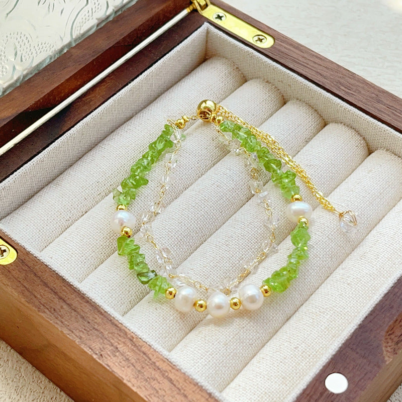 Olivine Gravel-shaped Freshwater Pearl Women's Non-mainstream Fresh Bracelet