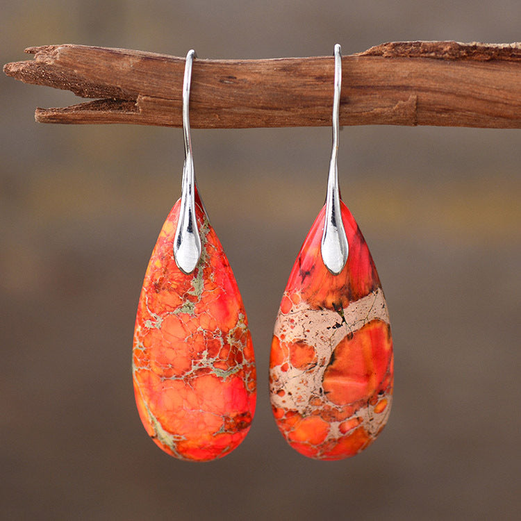 New Bohemian Emperor Stone Water Drop Earrings