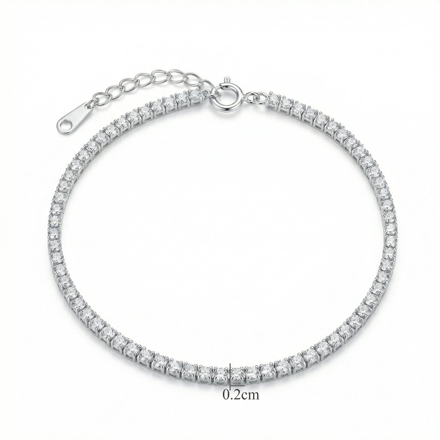 925 Sterling Silver Sparkling Sterling Silver Round-Cut Tennis Bracelet with Secure Spring Ring Clasp