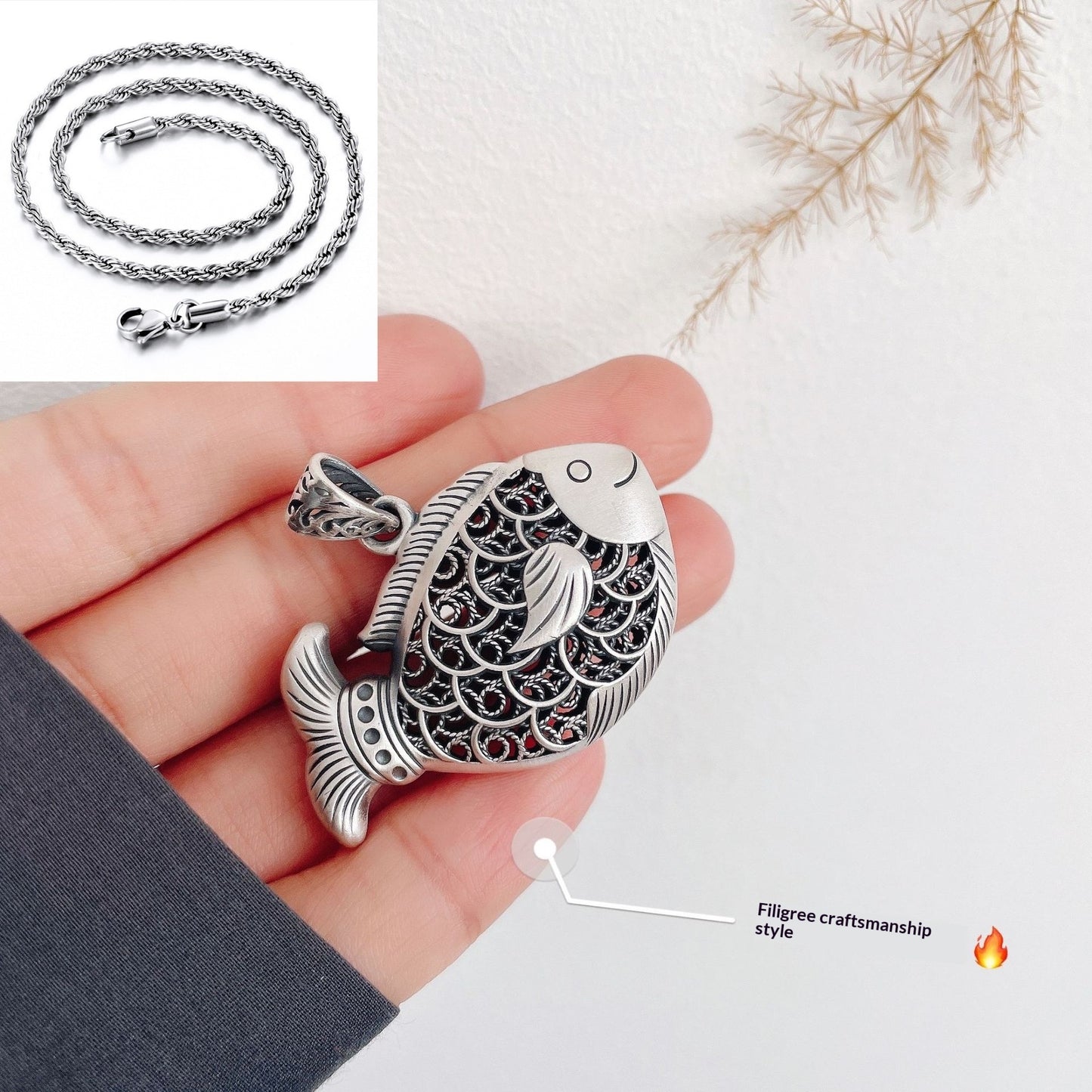 999 Retro Filigree Sweater Chain Pendant Ornaments