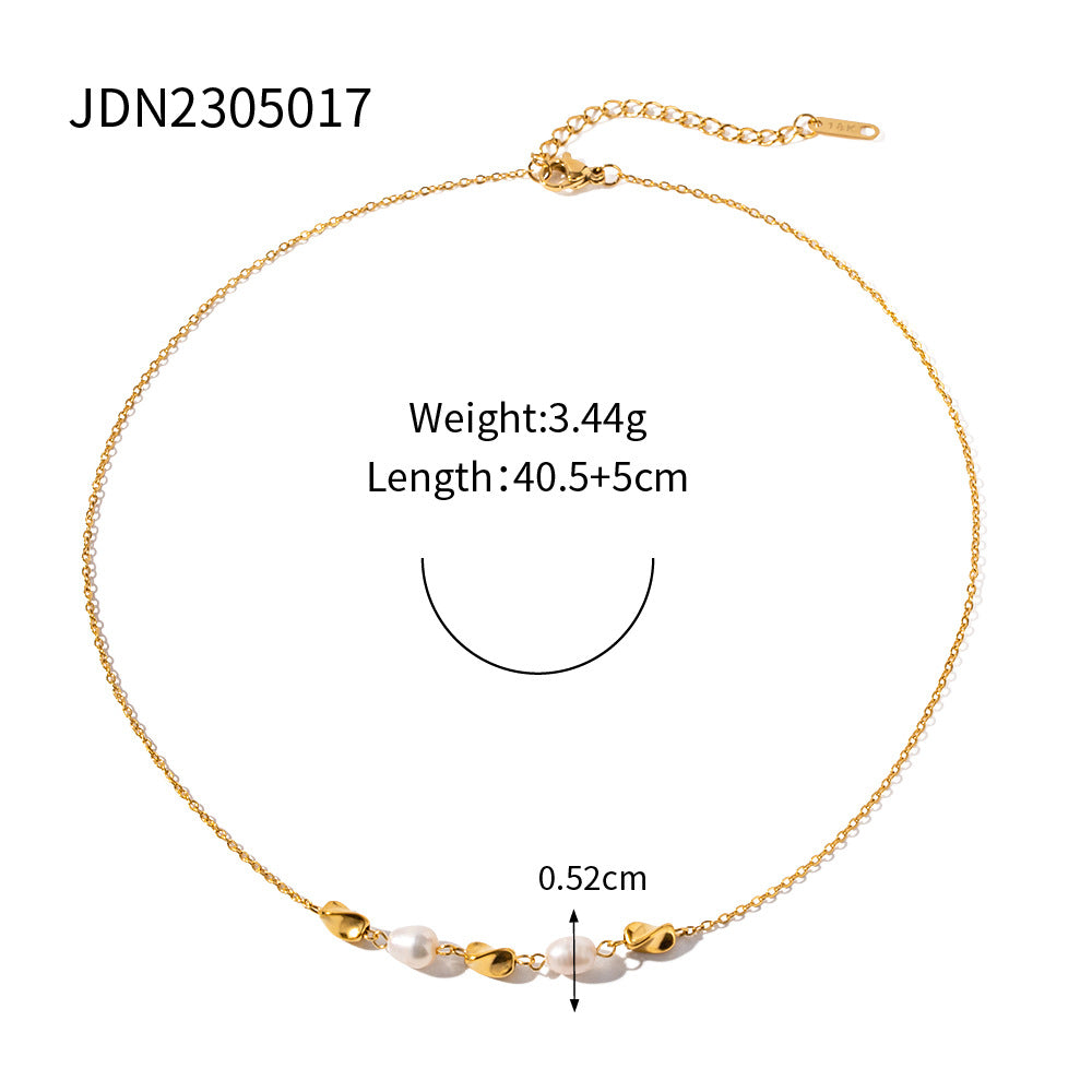 Fashion 18K Gold Stainless Steel Pearl Bracelet For Women