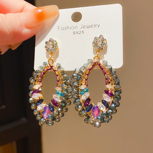Court-style Flower And Water-drop Earrings
