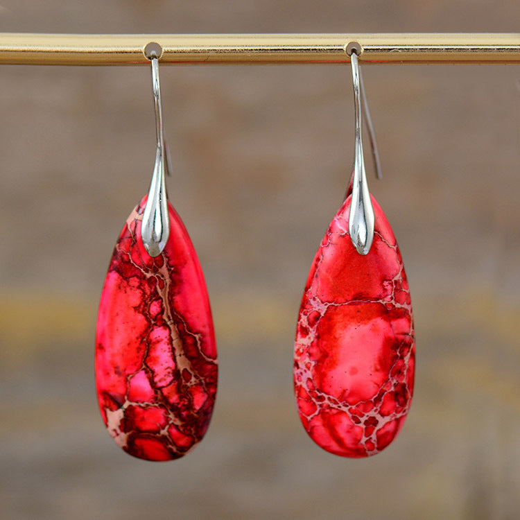 New Bohemian Emperor Stone Water Drop Earrings