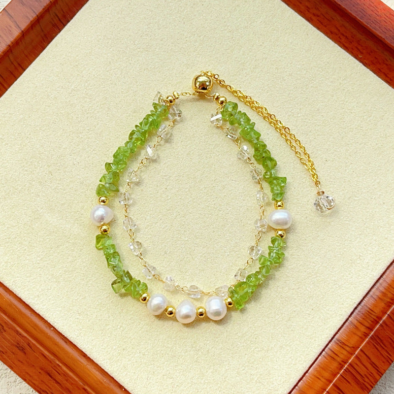 Olivine Gravel-shaped Freshwater Pearl Women's Non-mainstream Fresh Bracelet