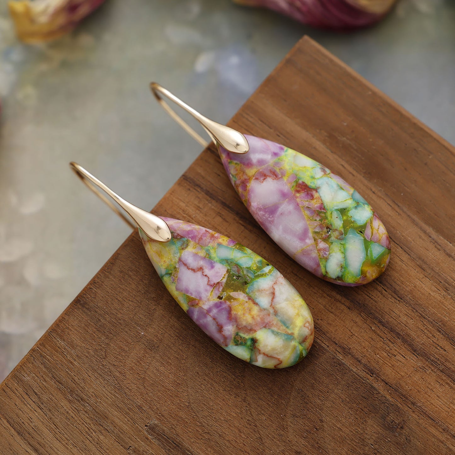 New Bohemian Emperor Stone Water Drop Earrings