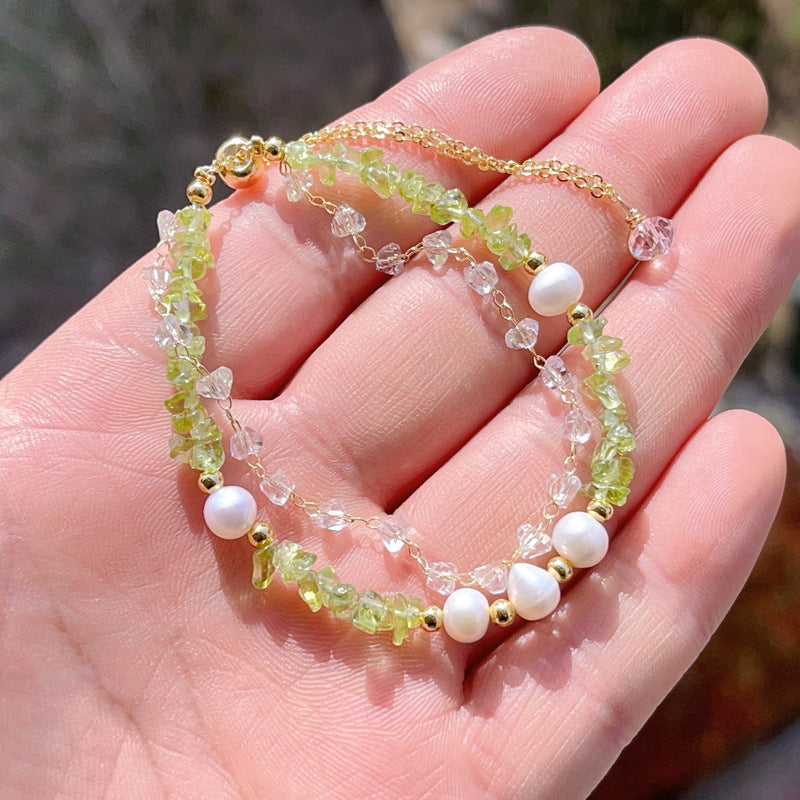 Olivine Gravel-shaped Freshwater Pearl Women's Non-mainstream Fresh Bracelet