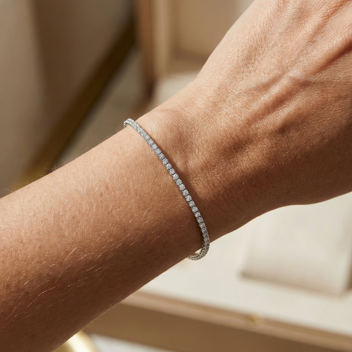 925 Sterling Silver Sparkling Sterling Silver Round-Cut Tennis Bracelet with Secure Spring Ring Clasp