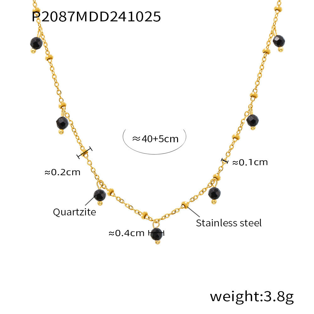 Handmade Natural Stone Bead Clavicle-Length Ultra-Fine Necklace