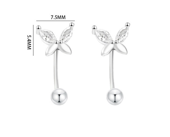 S999 Sterling Silver Butterfly Stud Earrings For Women, Screw Back Cartilage Earrings, Niche Design Dainty Exquisite Elegant Jewelry