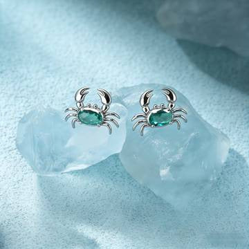 Women's Cute Crab Earrings Silver Color