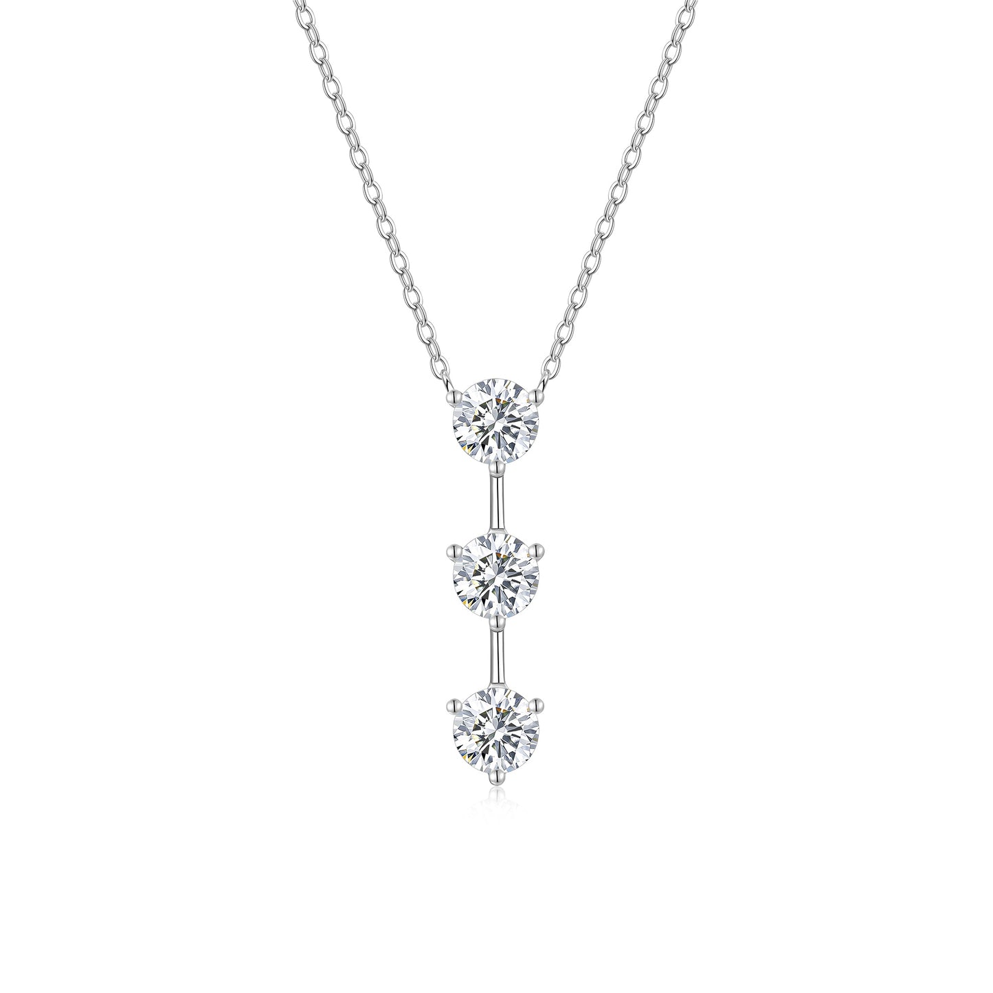 1 Carat Silver Necklace Pendant Set With Top Grade Moissanite, Made Of S925 Silver Plated Platinum.