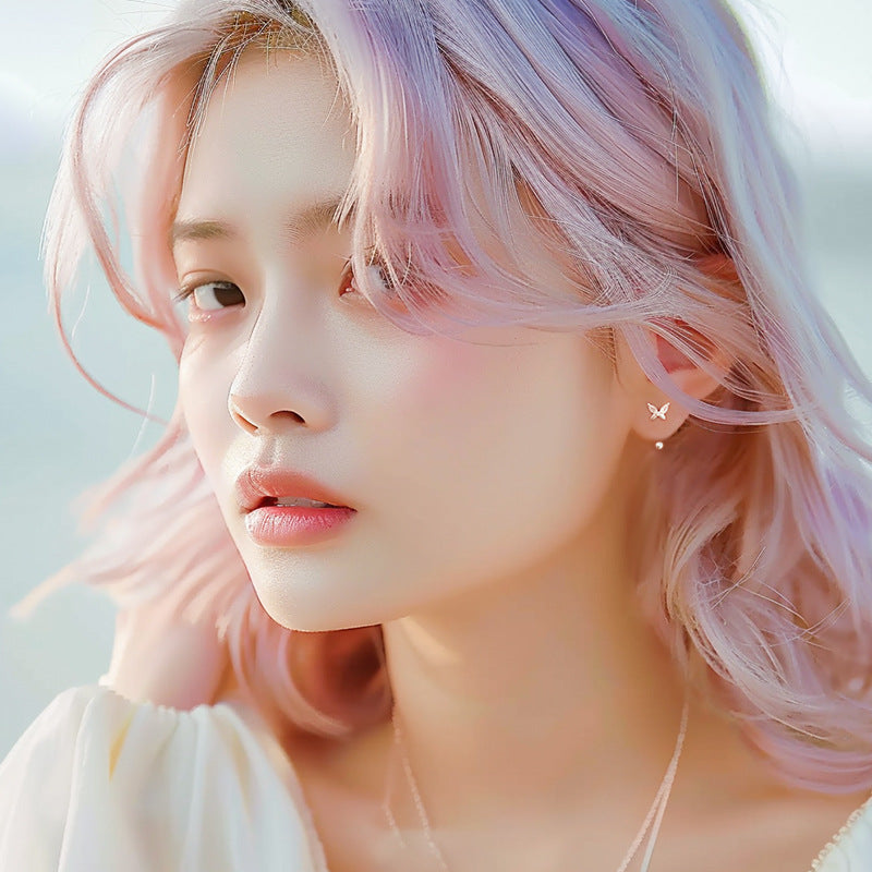 S999 Sterling Silver Butterfly Stud Earrings For Women, Screw Back Cartilage Earrings, Niche Design Dainty Exquisite Elegant Jewelry