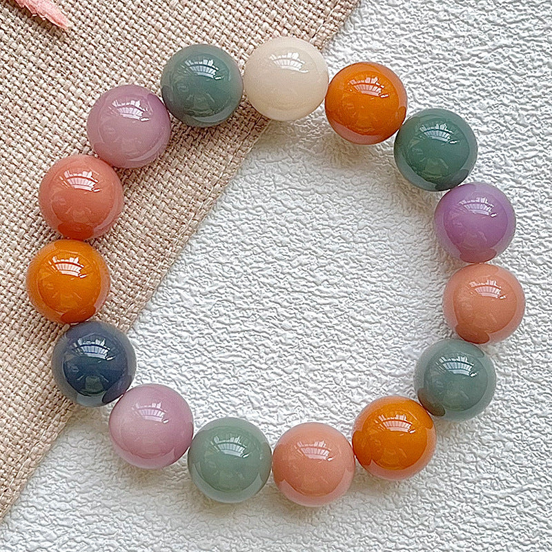 Rare Large Size White Jade Bodhi Root Bracelet