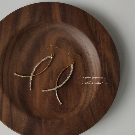 Fresh And Sweet Zircon-inlaid Cross-style Earrings