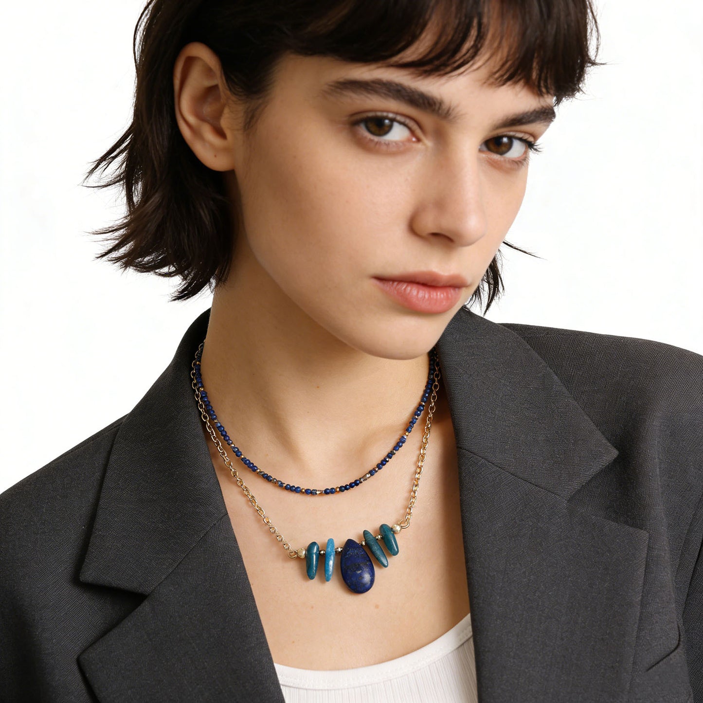 Niche Fashion Natural Stone Waterdrop Commuter Vacation Pendant Necklace
