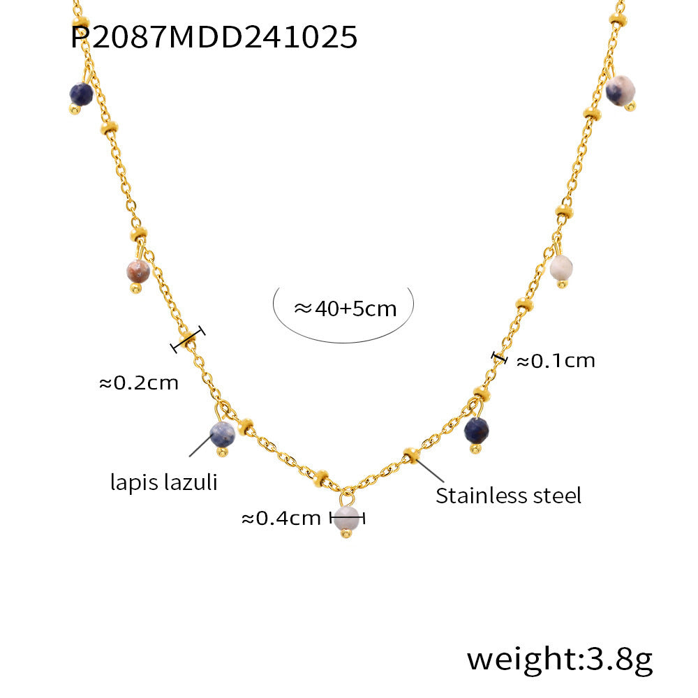 Handmade Natural Stone Bead Clavicle-Length Ultra-Fine Necklace