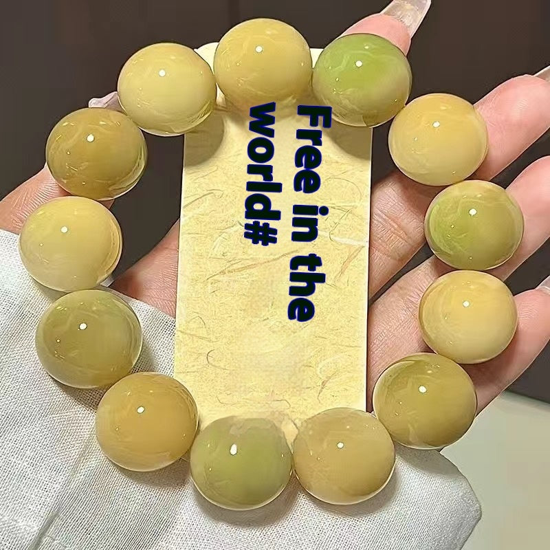 Rare Large Size White Jade Bodhi Root Bracelet