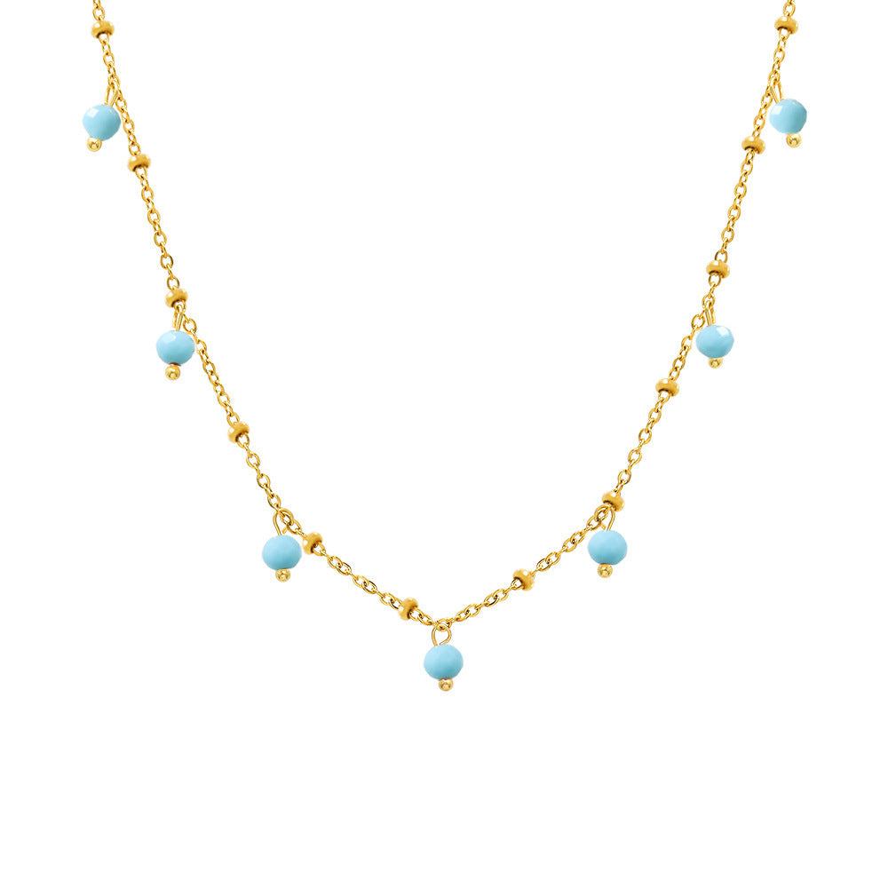 Handmade Natural Stone Bead Clavicle-Length Ultra-Fine Necklace