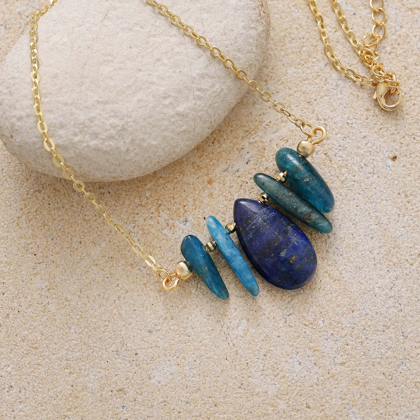 Niche Fashion Natural Stone Waterdrop Commuter Vacation Pendant Necklace