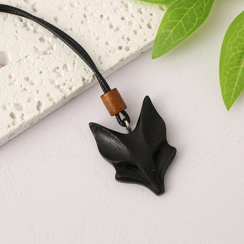 Wooden Fox Pendant Vintage Creative Necklace